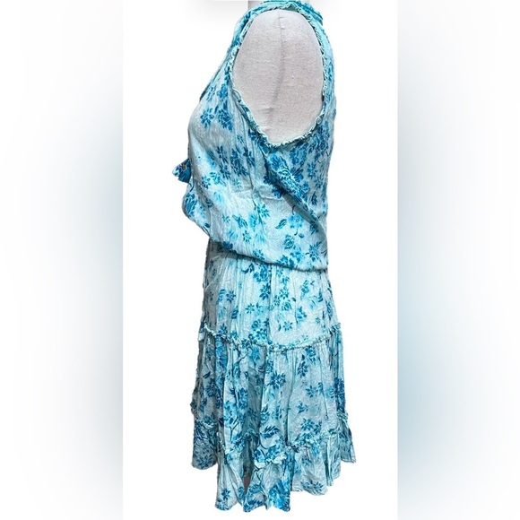 Poupette St Barth Dress Womens Size Small Aqua Teal Blue Floral Tassels - Picture 3 of 9